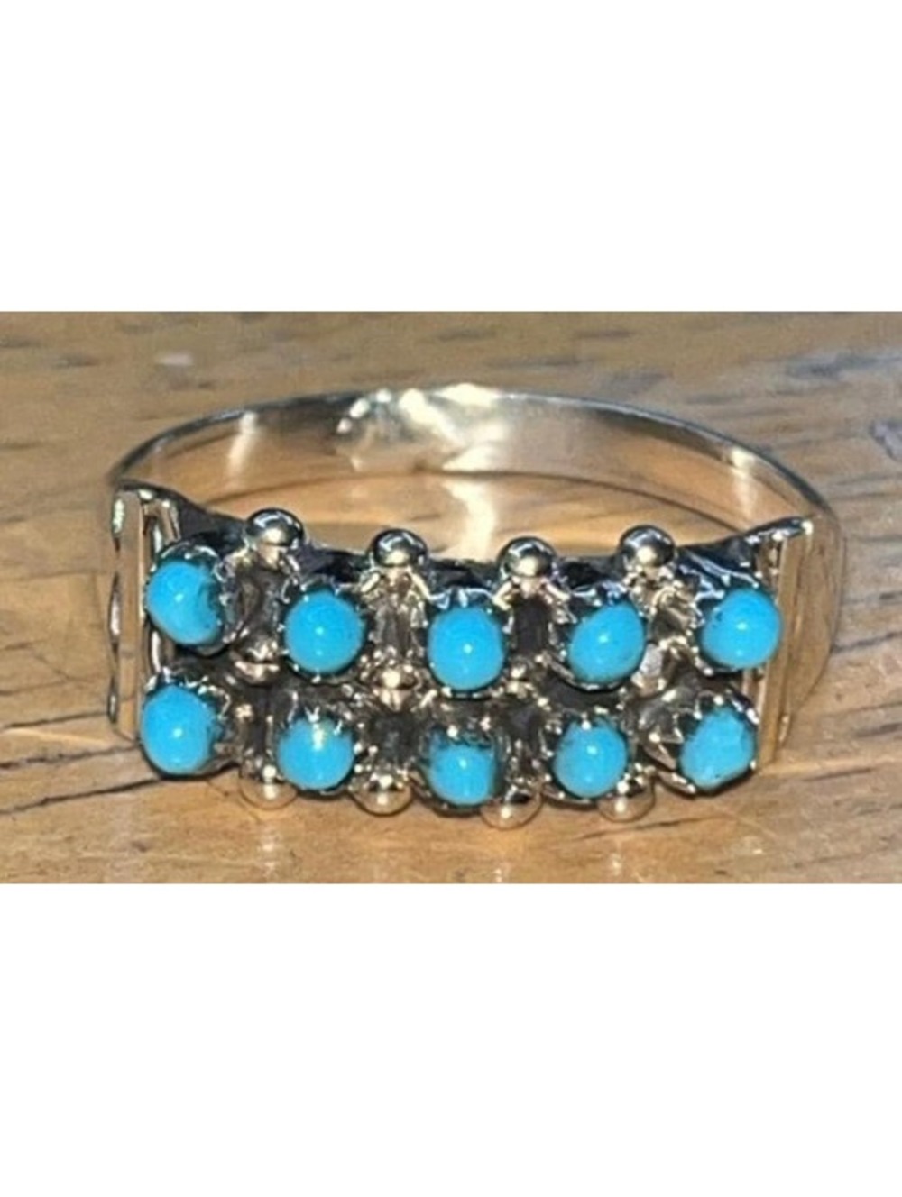 Zuni handmade sterling silver snake eye turquoise ring size 7.75 -Stephan Haloo